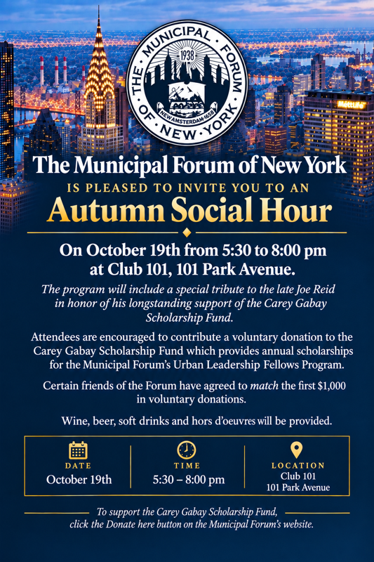 Municipal Forum of New York Invitation - Autumn Social Hour